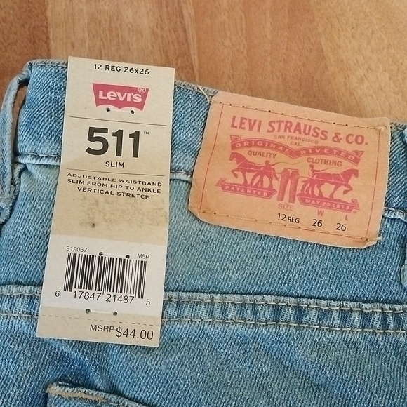 Levi's Big Boys 511 Slim Stretch Denim Blue Jeans, Dallas, size 12 Regular 26x26 - Picture 2 of 7